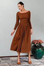 Load image into Gallery viewer, Siena Smocked Linen Dress (up to 3x) in Cinnamon